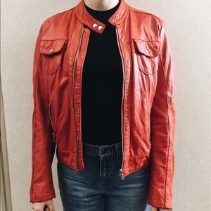 Red Italian leather motorcycle jacket